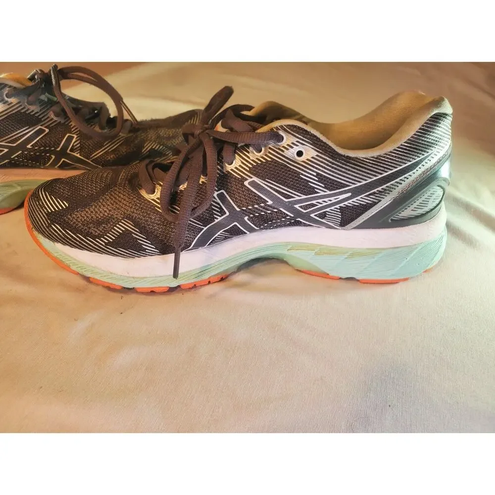 Womens ASICS GEL NIMBUS 19 Running Shoes SIZE 8 M Grey / Aqua Coral $179 MSRP
